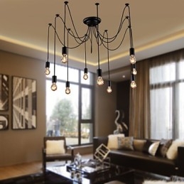 Lustre design vintage, ampoules incluses, suspension Living 10 lumières