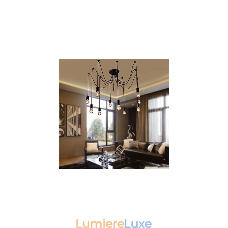 Lustre design vintage, ampoules incluses, suspension Living 10 lumières