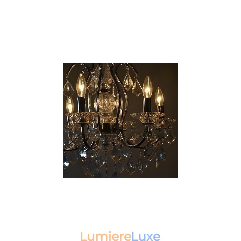 Lustre traditionnel classique en cristal et métal chromé