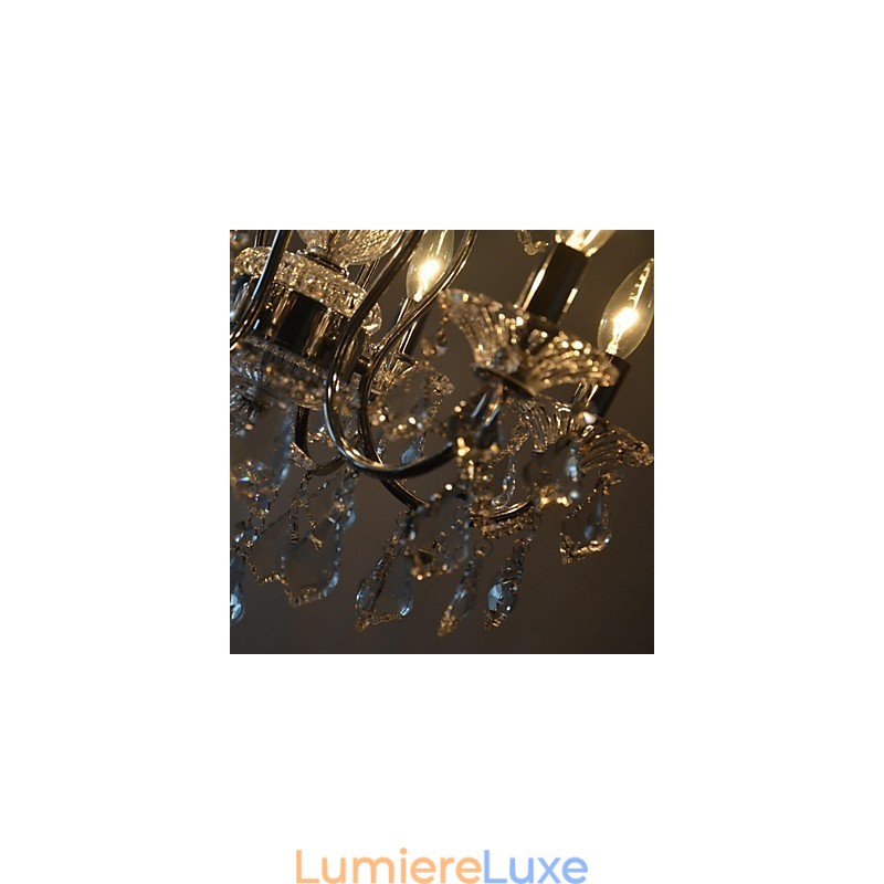 Lustre traditionnel classique en cristal et métal chromé
