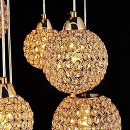 Suspension moderne contemporaine en métal galvanisé avec cristal et globe
