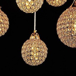 Suspension moderne contemporaine en métal galvanisé avec cristal et globe