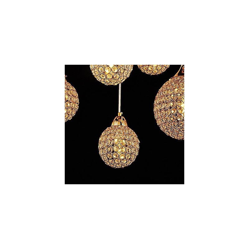 Suspension moderne contemporaine en métal galvanisé avec cristal et globe