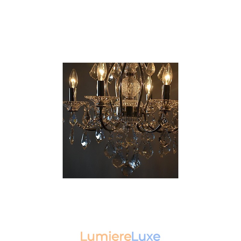 Lustre traditionnel classique en cristal et métal chromé