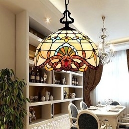 Lampe pastorale européenne de 1 mètre, petite lampe suspendue en verre d'art créatif