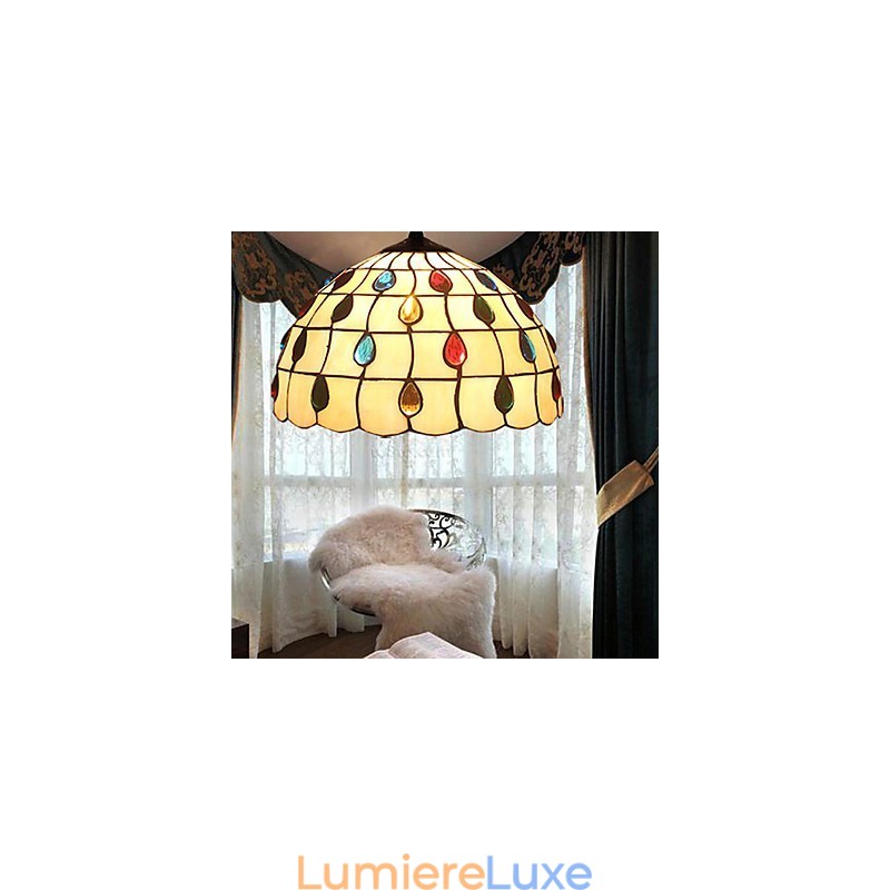 Lustre en vitrail des arts créatifs ruraux européens, restauration des anciennes manières de la lampe