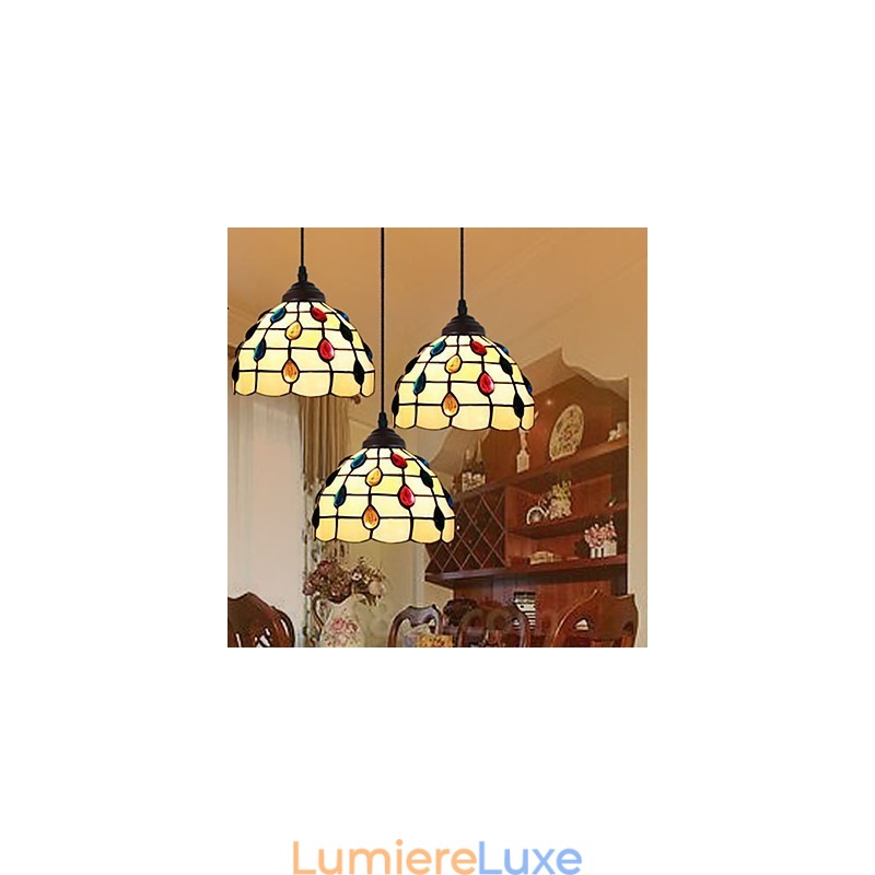 Lustre en vitrail des arts créatifs ruraux européens, restauration des anciennes manières de la lampe