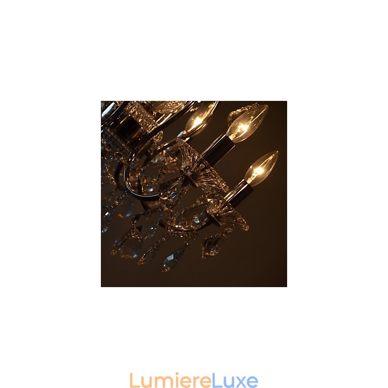 Lustre traditionnel classique en cristal et métal chromé