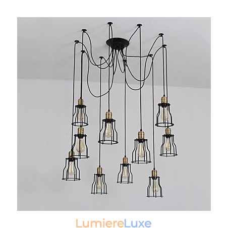 Plafonnier vintage Edison réglable à plusieurs niveaux, luminaire suspendu, style industriel, moderne et chic Plafonnier vintage Edison réglable à plusieurs niveaux, luminaire suspendu, style industriel, moderne et chic