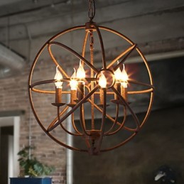 Lustre bougie rétro américain en fer forgé de style nordique, style campagnard, le lustre noir