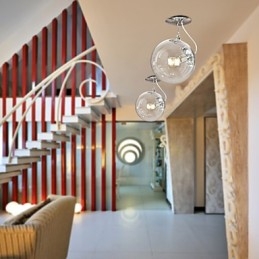 Suspension moderne contemporaine de style mini globe anodisé