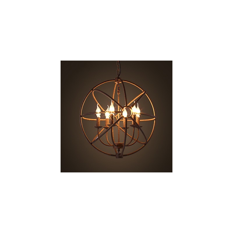 Lustre bougie rétro américain en fer forgé de style nordique, style campagnard, le lustre noir
