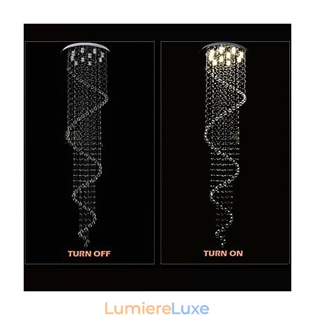 Lustre suspendu moderne en cristal avec spirale simple (diamètre 70 cm, hauteur 250 cm) Lustre suspendu moderne en cristal avec spirale simple (diamètre 70 cm, hauteur 250 cm)
