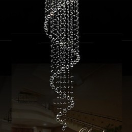 Lustre suspendu moderne en cristal avec spirale simple (diamètre 70 cm, hauteur 250 cm)