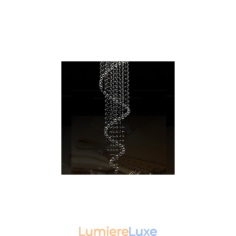 Lustre suspendu moderne en cristal avec spirale simple (diamètre 70 cm, hauteur 250 cm)