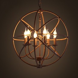Lustre bougie rétro américain en fer forgé de style nordique, style campagnard, le lustre noir