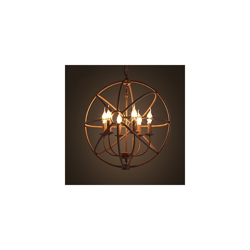 Lustre bougie rétro américain en fer forgé de style nordique, style campagnard, le lustre noir
