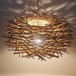 Lampe suspendue à tête unique en rotin tressé moderne et rural