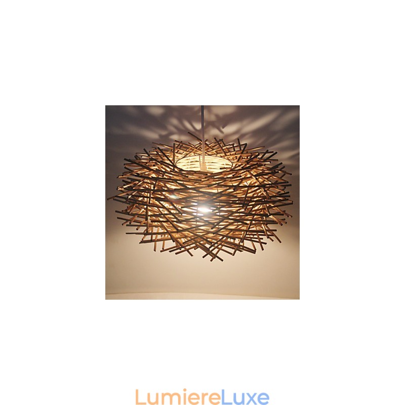 Lampe suspendue à tête unique en rotin tressé moderne et rural