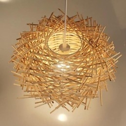 Lampe suspendue à tête unique en rotin tressé moderne et rural