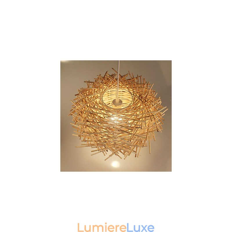 Lampe suspendue à tête unique en rotin tressé moderne et rural