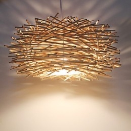Lampe suspendue à tête unique en rotin tressé moderne et rural