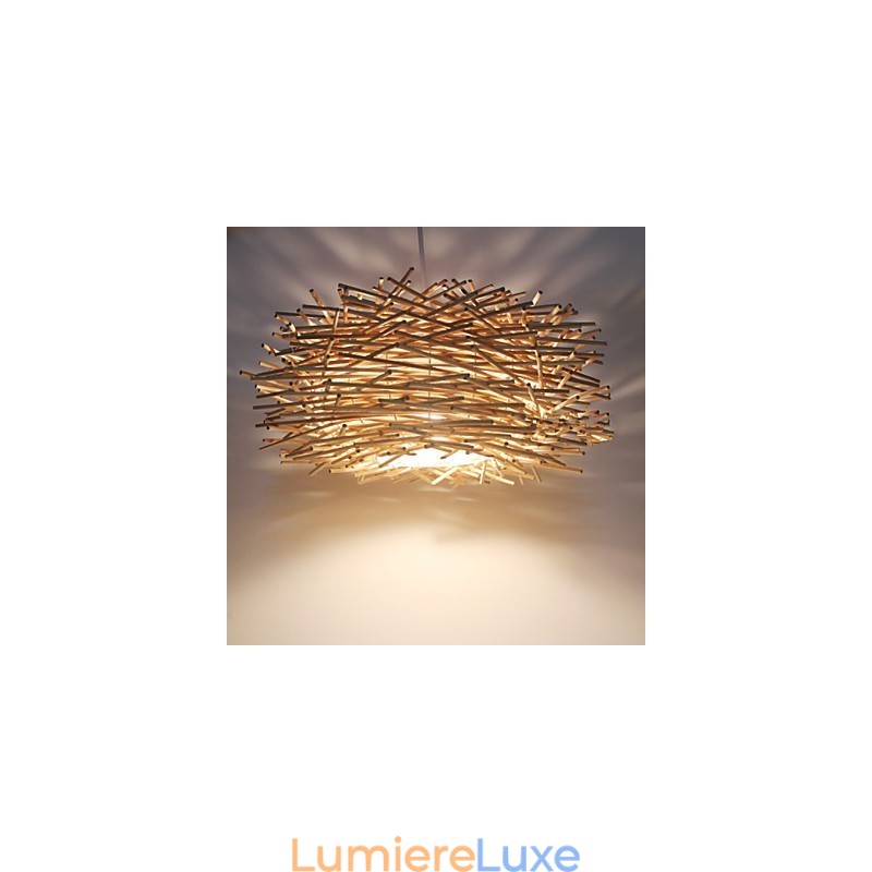 Lampe suspendue à tête unique en rotin tressé moderne et rural