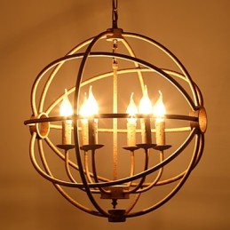 Lustre bougie rétro américain en fer forgé de style nordique, style campagnard, le lustre noir
