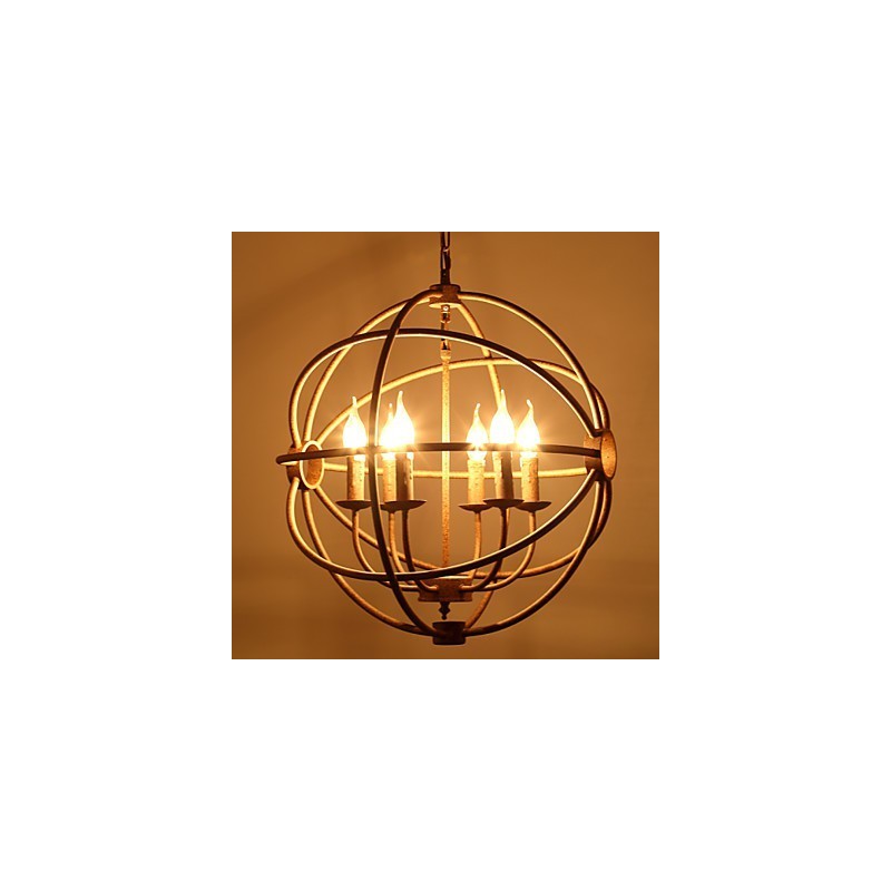 Lustre bougie rétro américain en fer forgé de style nordique, style campagnard, le lustre noir