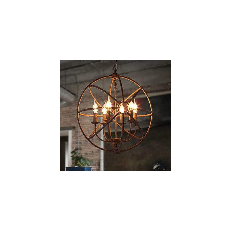 Lustre bougie rétro américain en fer forgé de style nordique, style campagnard, le lustre noir