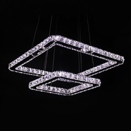 Suspension moderne contemporaine en cristal et métal