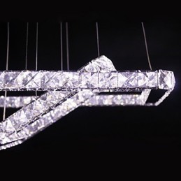 Suspension moderne contemporaine en cristal et métal