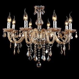 Lustre bougie en cristal de luxe en cristal ambré