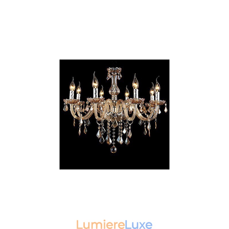Lustre bougie en cristal de luxe en cristal ambré
