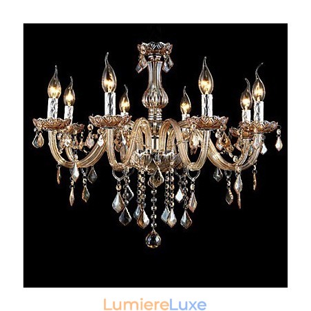 Lustre bougie en cristal de luxe en cristal ambré Lustre bougie en cristal de luxe en cristal ambré