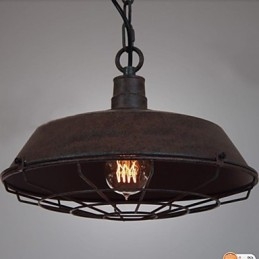 Suspension vintage en métal à 1 lumière