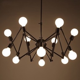 Lustre araignée en fer noir American Loft avec 12 têtes