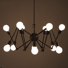 Lustre araignée en fer noir American Loft avec 12 têtes
