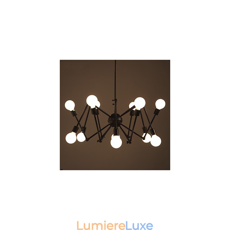Lustre araignée en fer noir American Loft avec 12 têtes