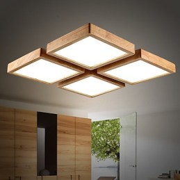 Suspension moderne contemporaine en bois et bambou de style campagnard