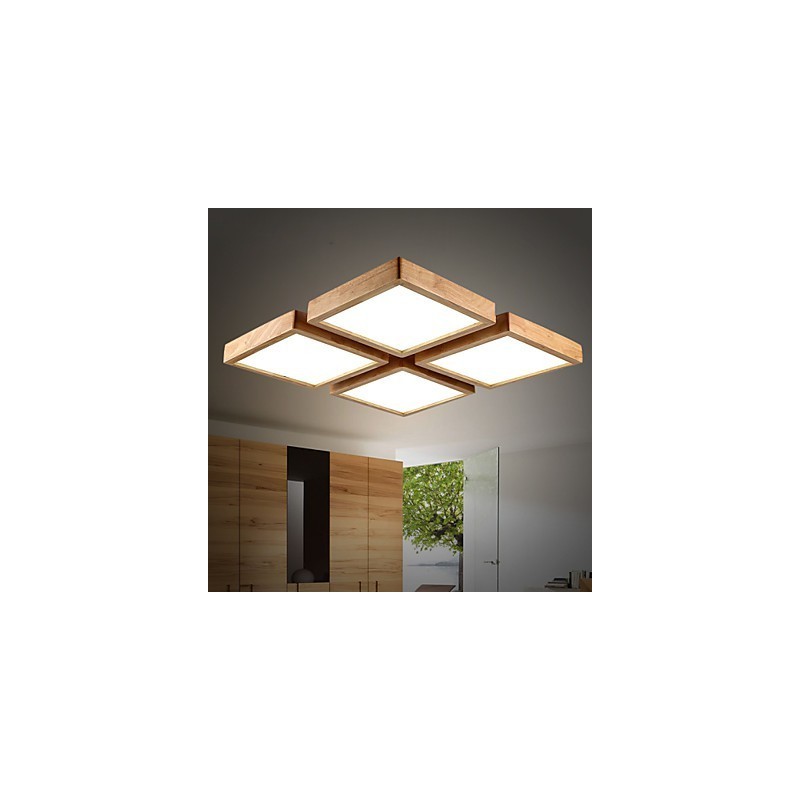 Suspension moderne contemporaine en bois et bambou de style campagnard