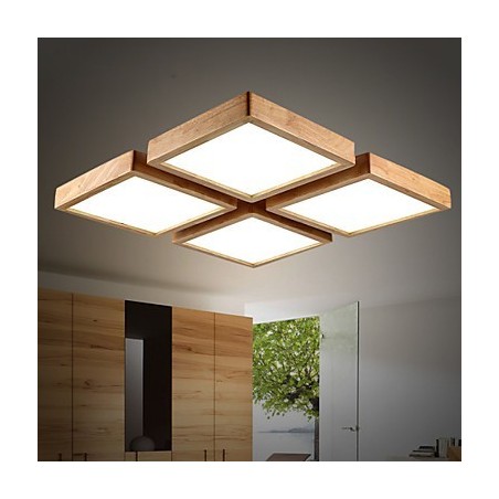 Suspension moderne contemporaine en bois et bambou de style campagnard Suspension moderne contemporaine en bois et bambou de style campagnard