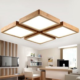 Suspension moderne contemporaine en bois et bambou de style campagnard