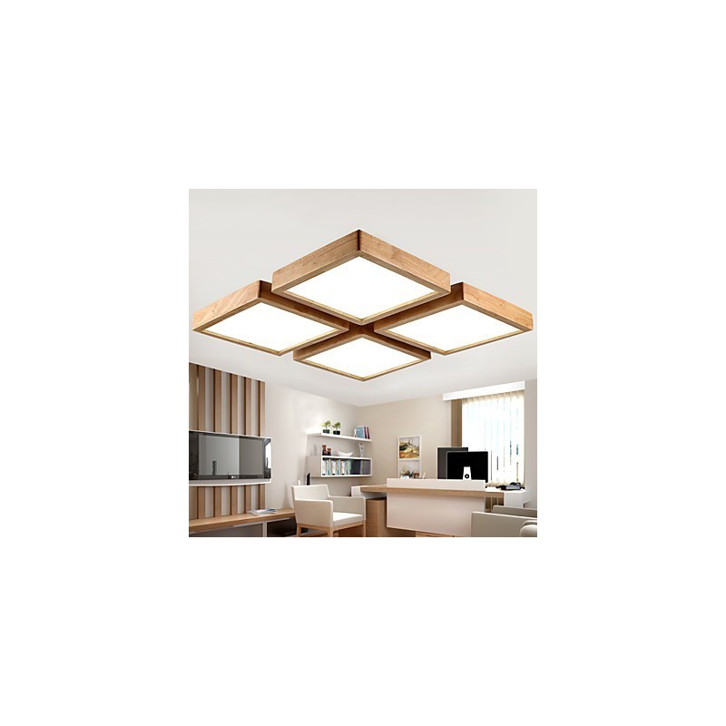 Suspension moderne contemporaine en bois et bambou de style campagnard
