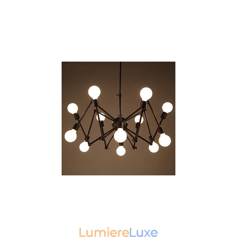 Lustre araignée en fer noir American Loft avec 12 têtes