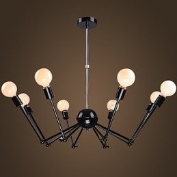 Lustre araignée en fer noir American Loft avec 12 têtes
