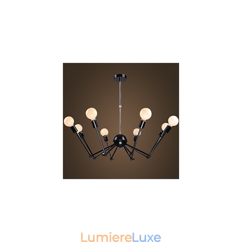 Lustre araignée en fer noir American Loft avec 12 têtes