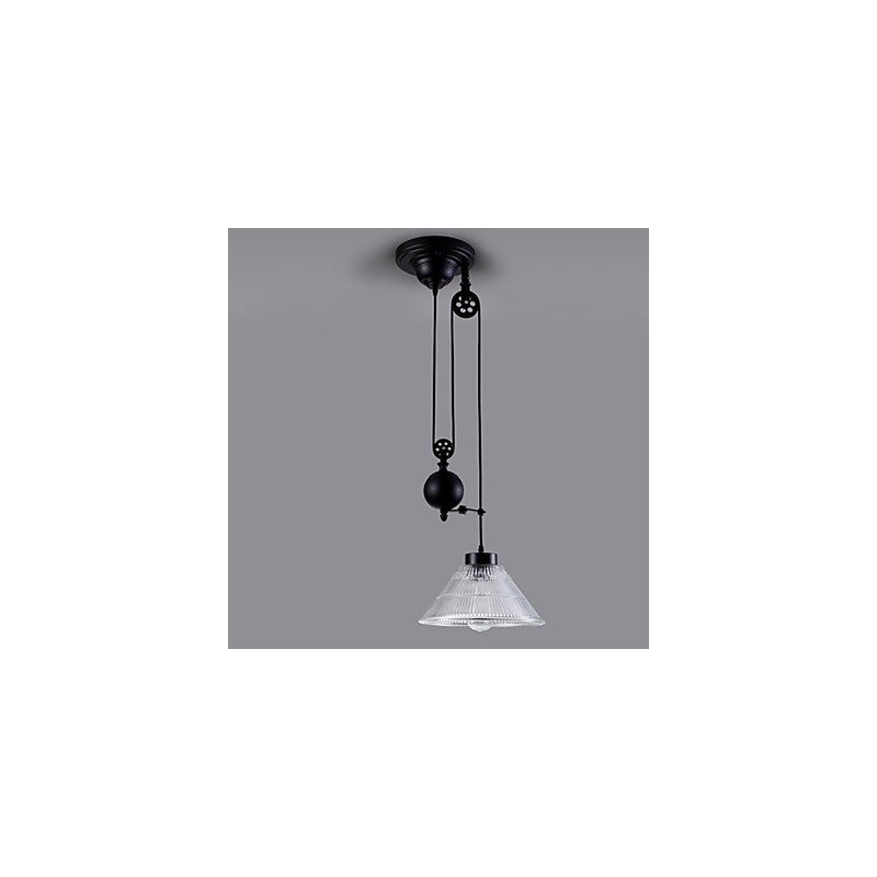 Suspension vintage 1 lumière îlot de lumière suspensions de foyer métal + verre