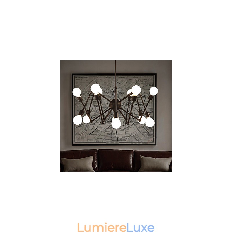 Lustre araignée en fer noir American Loft avec 12 têtes