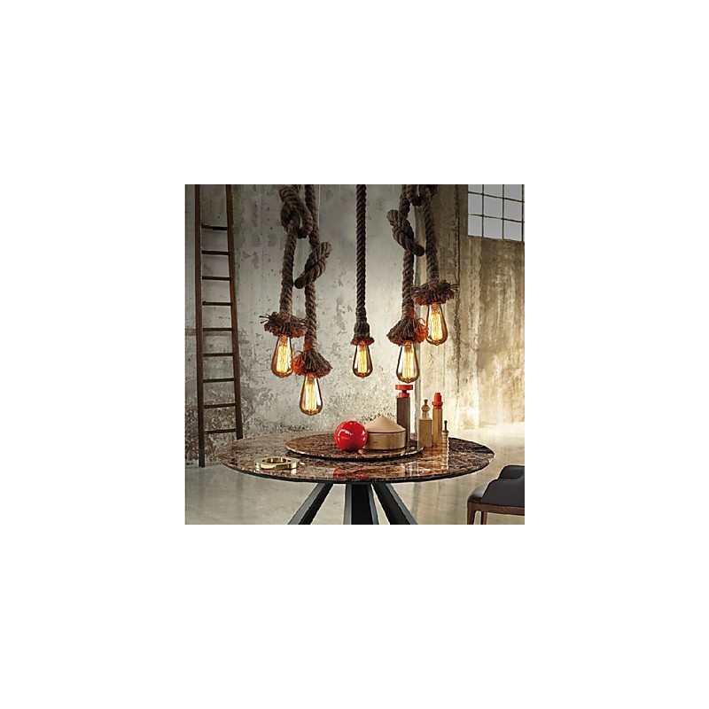 1 lampe suspendue créative en corde de chanvre à faire soi-même